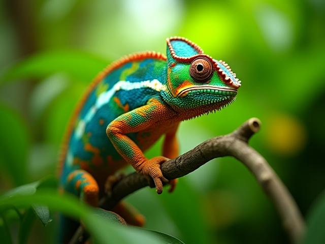 Párdugúnár kaméleon egy ágon