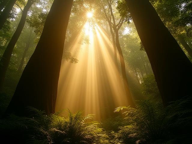 Beszűrődő napfény egy sűrű madagaszkári erdőbe